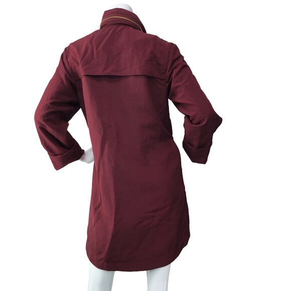 Tart Collections Womens Sz S Rain Jacket Oxblood Zip Pockets Packable Hood Lined - Picture 6 of 16